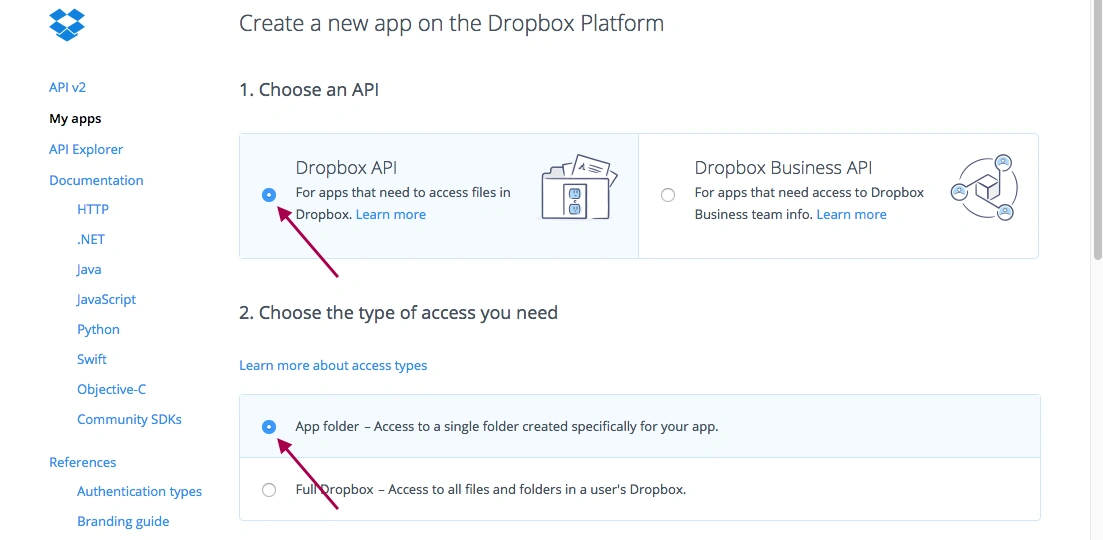  إعداد النسخ الاحتياطي عبر Dropbox